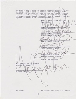 1982 Michael Jackson Fully Executed Contract Regarding  Thriller Album: Signed by Michael Jackson and the Jackson 5 (PSA/DNA)